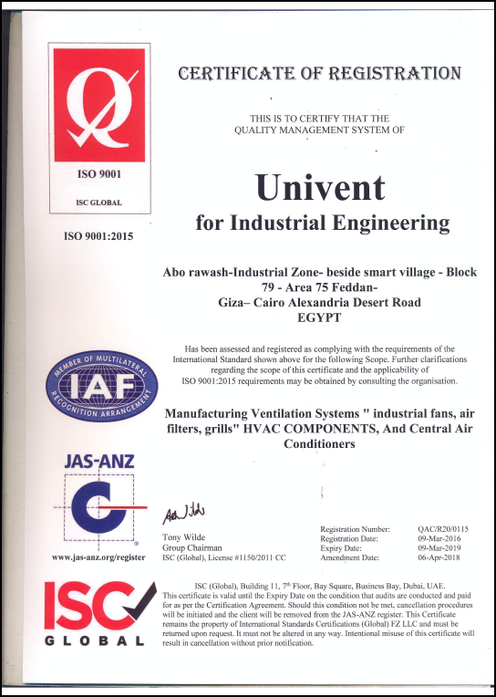 ISO 9001 certificate
