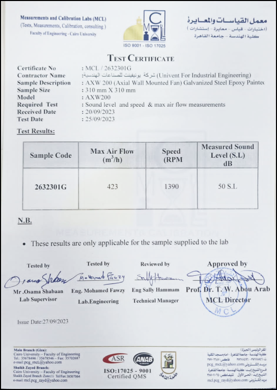 MCL certificate