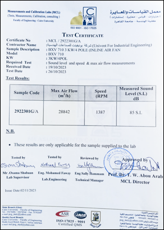 MCL certificate